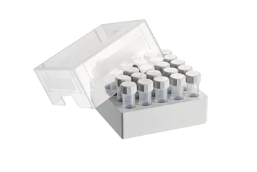 艾本德儲存盒 5 × 5, 可放置 25  個(gè)螺旋蓋管，5  mL，2  件，高 76  mm，3  英寸，聚丙烯材料，可耐受最低 -86  °C，可高溫高壓滅菌，帶蓋子并具有數(shù)字字母標(biāo)識