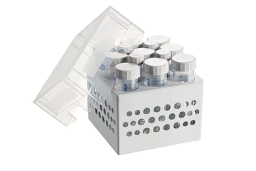 艾本德儲存盒 3 × 3, 可放置 9  個(gè) 50  mL 試管和 4  個(gè) 15  mL 試管，2  件，高 127  mm，5  英寸，聚丙烯材料，可耐受最低 -86  °C，高溫高壓滅菌，帶蓋子